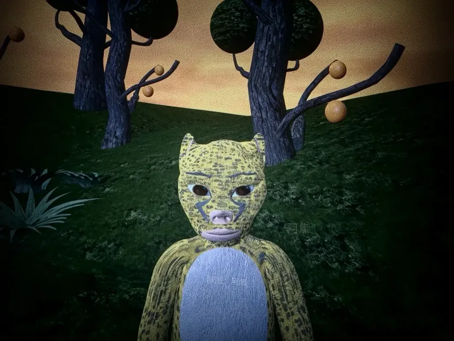 A leopard-like supporting character from Niu Lai, standing in a forest